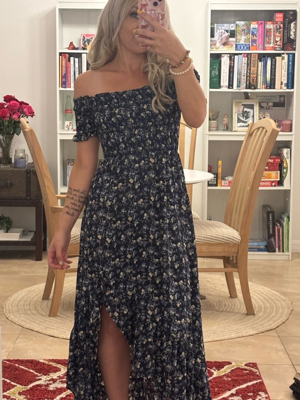 Floral Off-Shoulder Maxi Dress with Side Slit